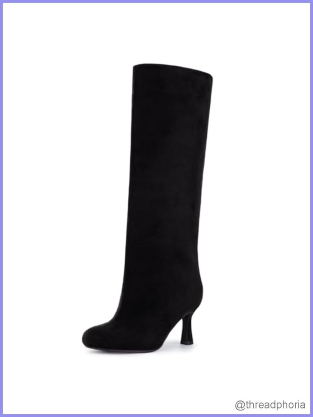 Wide Calf Suede Knee High Stiletto Heel Pull On Slouchy Long Boots